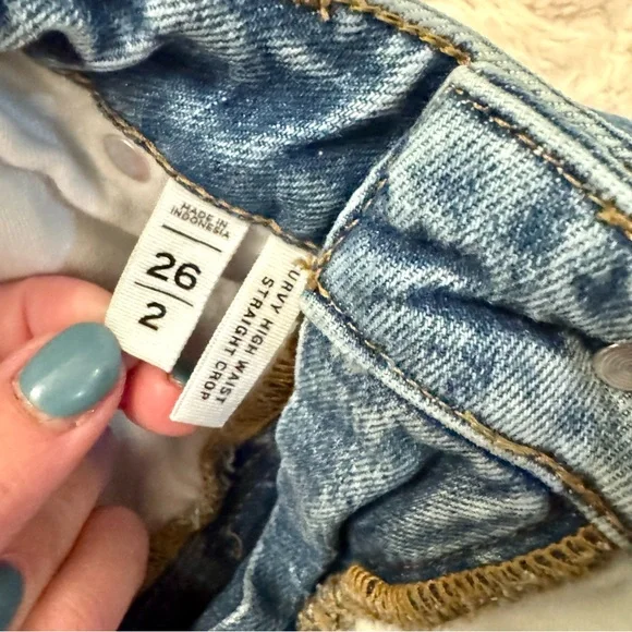 LOFT size 2 | 26 High Waisted Straight Leg Jeans | Distressed Knee - Picture 4 of 7